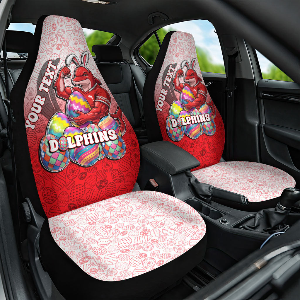 Personalized Dolphins Car Seat Cover Easter Mascot - Colorful Eggs Cartoon Style