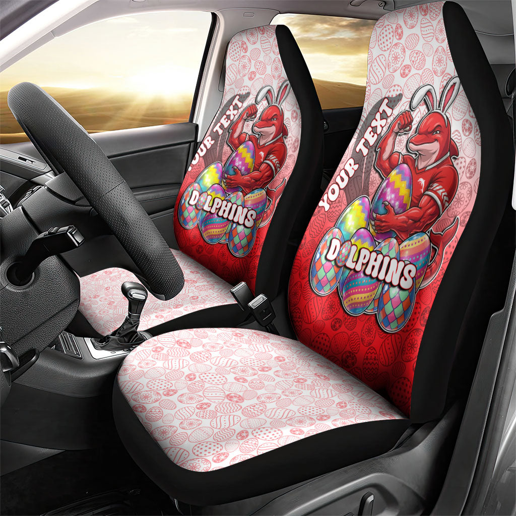 Personalized Dolphins Car Seat Cover Easter Mascot - Colorful Eggs Cartoon Style