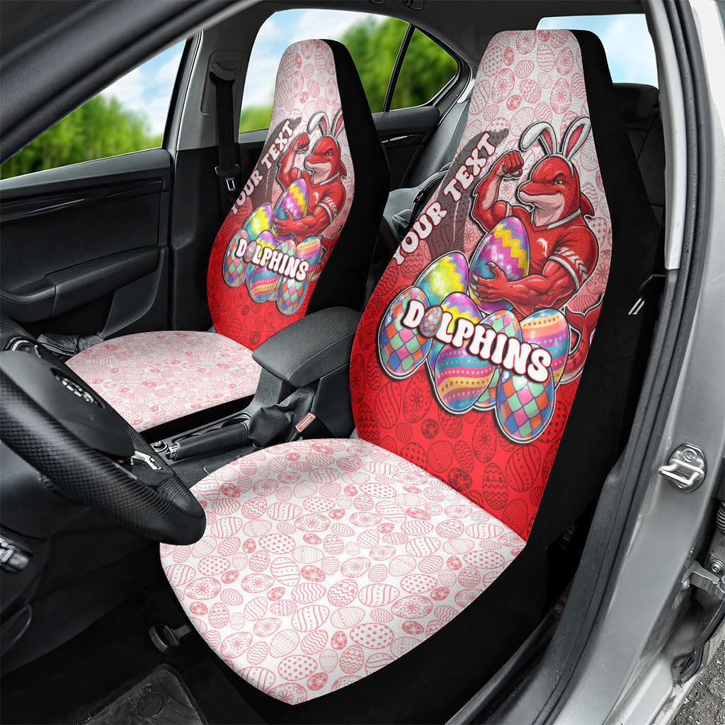 Personalized Dolphins Car Seat Cover Easter Mascot - Colorful Eggs Cartoon Style