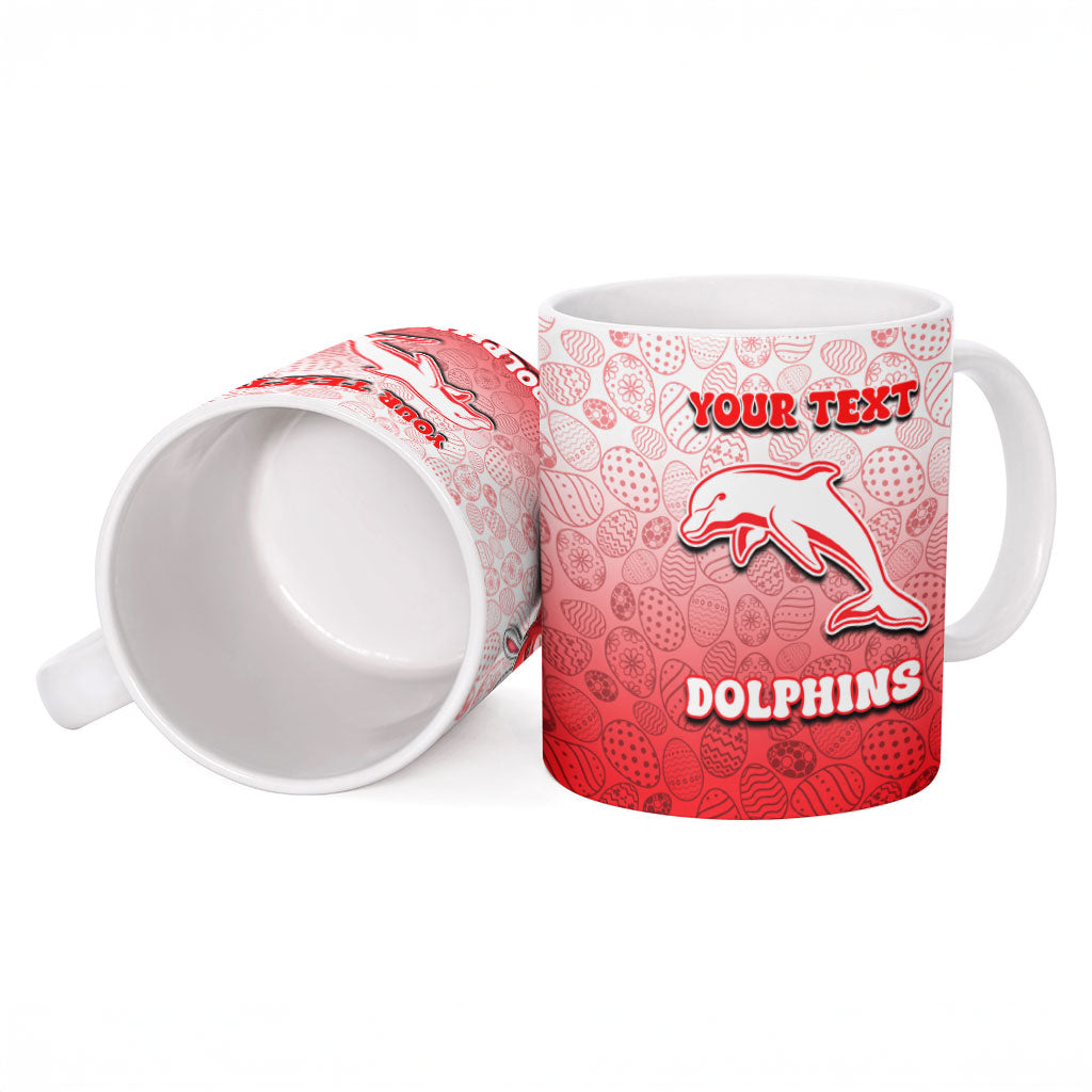 Personalized Dolphins Ceramic Mug Easter Mascot - Colorful Eggs Cartoon Style