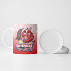 Personalized Dolphins Ceramic Mug Easter Mascot - Colorful Eggs Cartoon Style