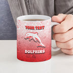 Personalized Dolphins Ceramic Mug Easter Mascot - Colorful Eggs Cartoon Style