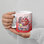 Personalized Dolphins Ceramic Mug Easter Mascot - Colorful Eggs Cartoon Style