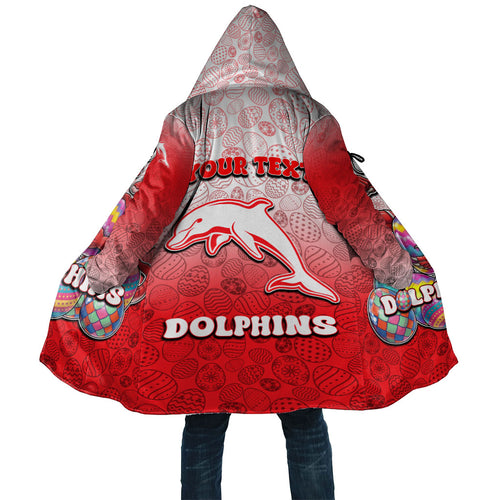 Personalized Dolphins Cloak Easter Mascot - Colorful Eggs Cartoon Style