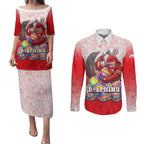 Personalized Dolphins Couples Matching Puletasi and Long Sleeve Button Shirt Easter Mascot - Colorful Eggs Cartoon Style