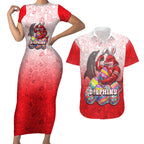Personalized Dolphins Couples Matching Short Sleeve Bodycon Dress and Hawaiian Shirt Easter Mascot - Colorful Eggs Cartoon Style