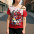 Personalized Dolphins Cross Shoulder Shirt Easter Mascot - Colorful Eggs Cartoon Style