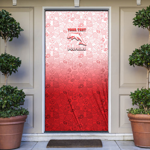 Personalized Dolphins Door Cover Easter Mascot - Colorful Eggs Cartoon Style