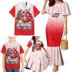 Personalized Dolphins Family Matching Mermaid Dress and Hawaiian Shirt Easter Mascot - Colorful Eggs Cartoon Style