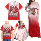Personalized Dolphins Family Matching Off Shoulder Maxi Dress and Hawaiian Shirt Easter Mascot - Colorful Eggs Cartoon Style