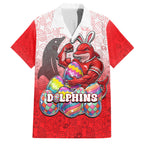 Personalized Dolphins Family Matching Off Shoulder Maxi Dress and Hawaiian Shirt Easter Mascot - Colorful Eggs Cartoon Style