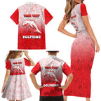 Personalized Dolphins Family Matching Short Sleeve Bodycon Dress and Hawaiian Shirt Easter Mascot - Colorful Eggs Cartoon Style