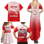 Personalized Dolphins Family Matching Summer Maxi Dress and Hawaiian Shirt Easter Mascot - Colorful Eggs Cartoon Style