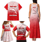 Personalized Dolphins Family Matching Tank Maxi Dress and Hawaiian Shirt Easter Mascot - Colorful Eggs Cartoon Style