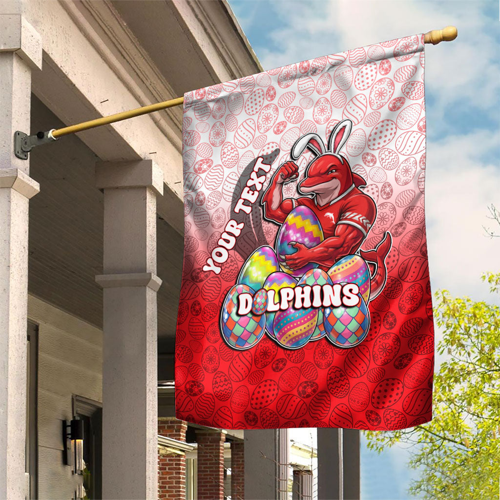 Personalized Dolphins Garden Flag Easter Mascot - Colorful Eggs Cartoon Style