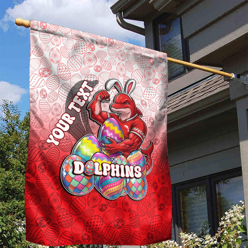 Personalized Dolphins Garden Flag Easter Mascot - Colorful Eggs Cartoon Style