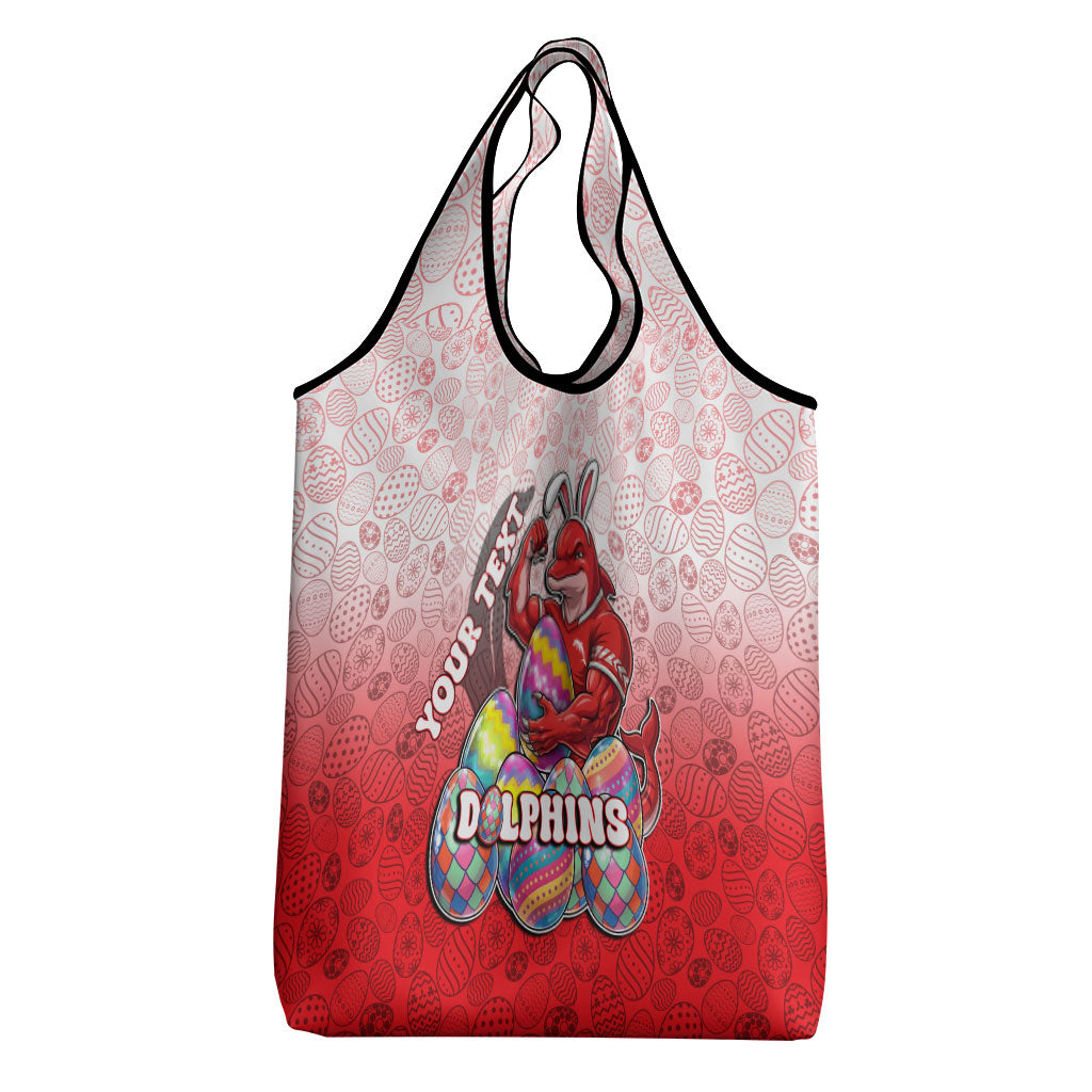 Personalized Dolphins Grocery Bag Easter Mascot - Colorful Eggs Cartoon Style