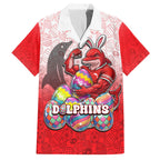 Personalized Dolphins Hawaiian Shirt Easter Mascot - Colorful Eggs Cartoon Style
