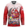 Personalized Dolphins Hockey Jersey Easter Mascot - Colorful Eggs Cartoon Style