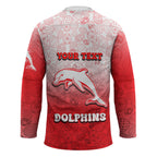 Personalized Dolphins Hockey Jersey Easter Mascot - Colorful Eggs Cartoon Style