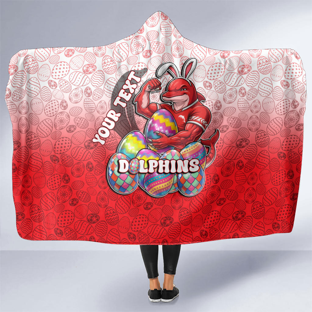 Personalized Dolphins Hooded Blanket Easter Mascot - Colorful Eggs Cartoon Style