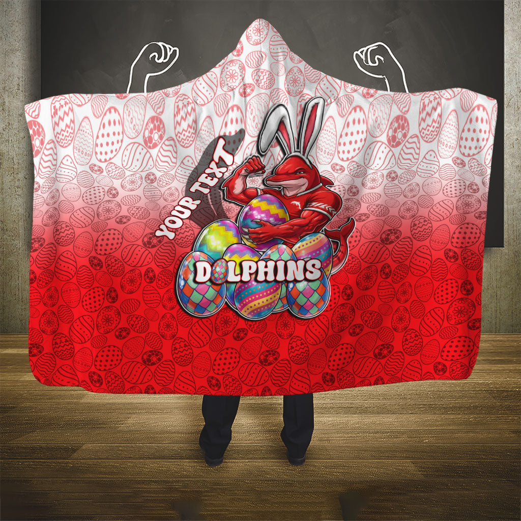 Personalized Dolphins Hooded Blanket Easter Mascot - Colorful Eggs Cartoon Style