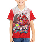 Personalized Dolphins Kid Hawaiian Shirt Easter Mascot - Colorful Eggs Cartoon Style