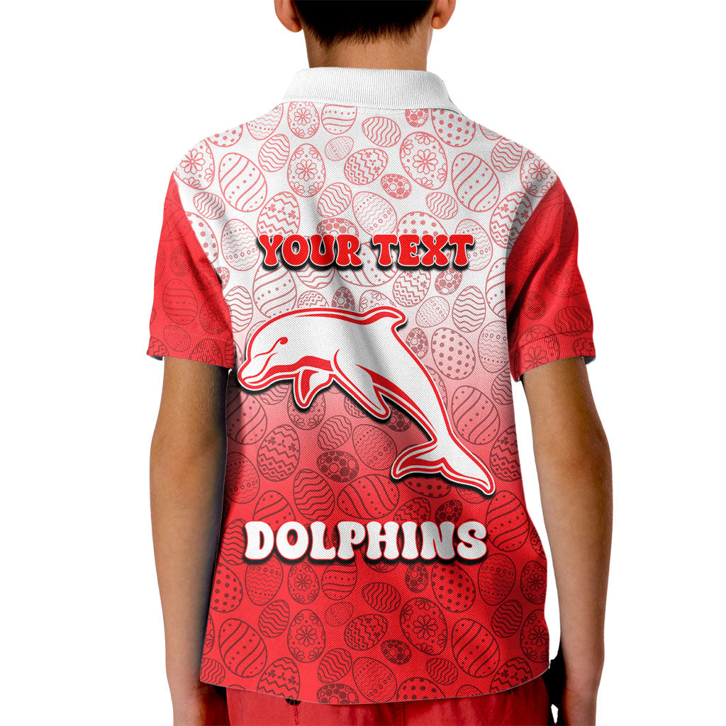Personalized Dolphins Kid Polo Shirt Easter Mascot - Colorful Eggs Cartoon Style