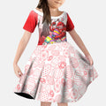 Personalized Dolphins Kid Short Sleeve Dress Easter Mascot - Colorful Eggs Cartoon Style