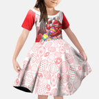 Personalized Dolphins Kid Short Sleeve Dress Easter Mascot - Colorful Eggs Cartoon Style