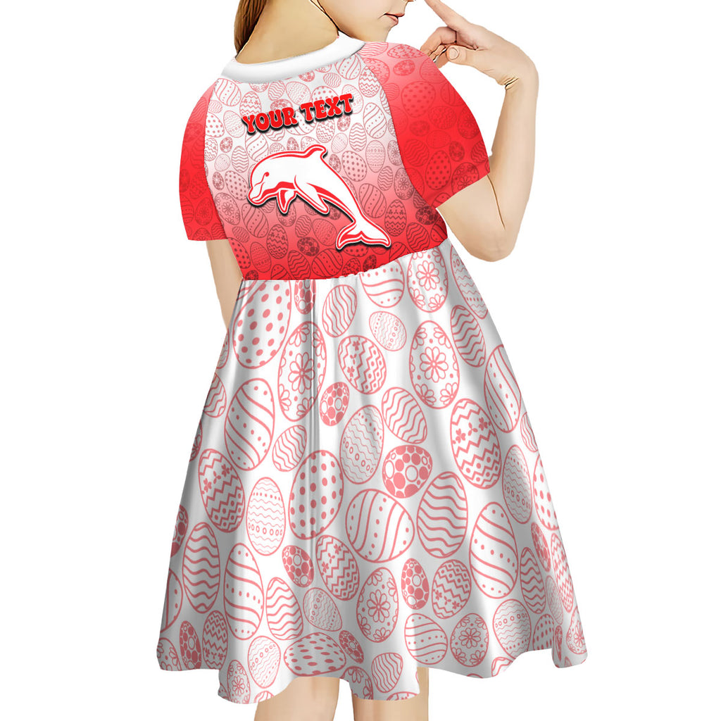 Personalized Dolphins Kid Short Sleeve Dress Easter Mascot - Colorful Eggs Cartoon Style