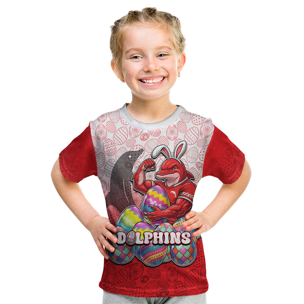 Personalized Dolphins Kid T Shirt Easter Mascot - Colorful Eggs Cartoon Style