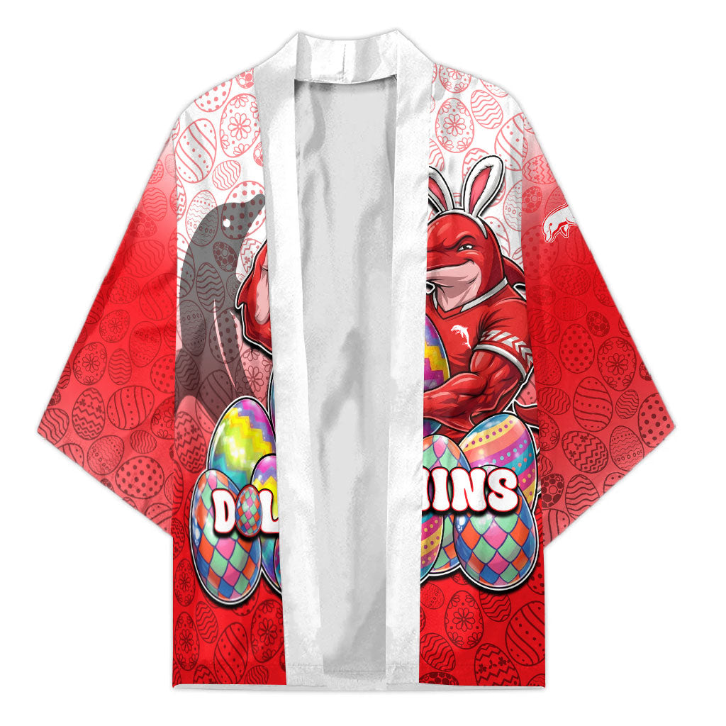 Personalized Dolphins Kimono Easter Mascot - Colorful Eggs Cartoon Style