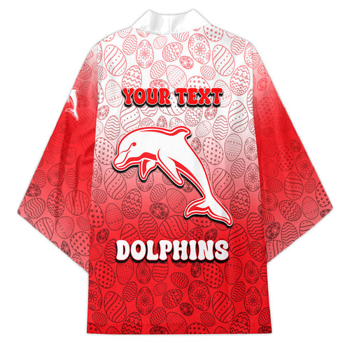 Personalized Dolphins Kimono Easter Mascot - Colorful Eggs Cartoon Style
