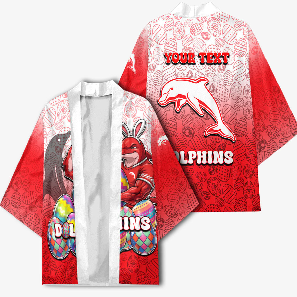 Personalized Dolphins Kimono Easter Mascot - Colorful Eggs Cartoon Style