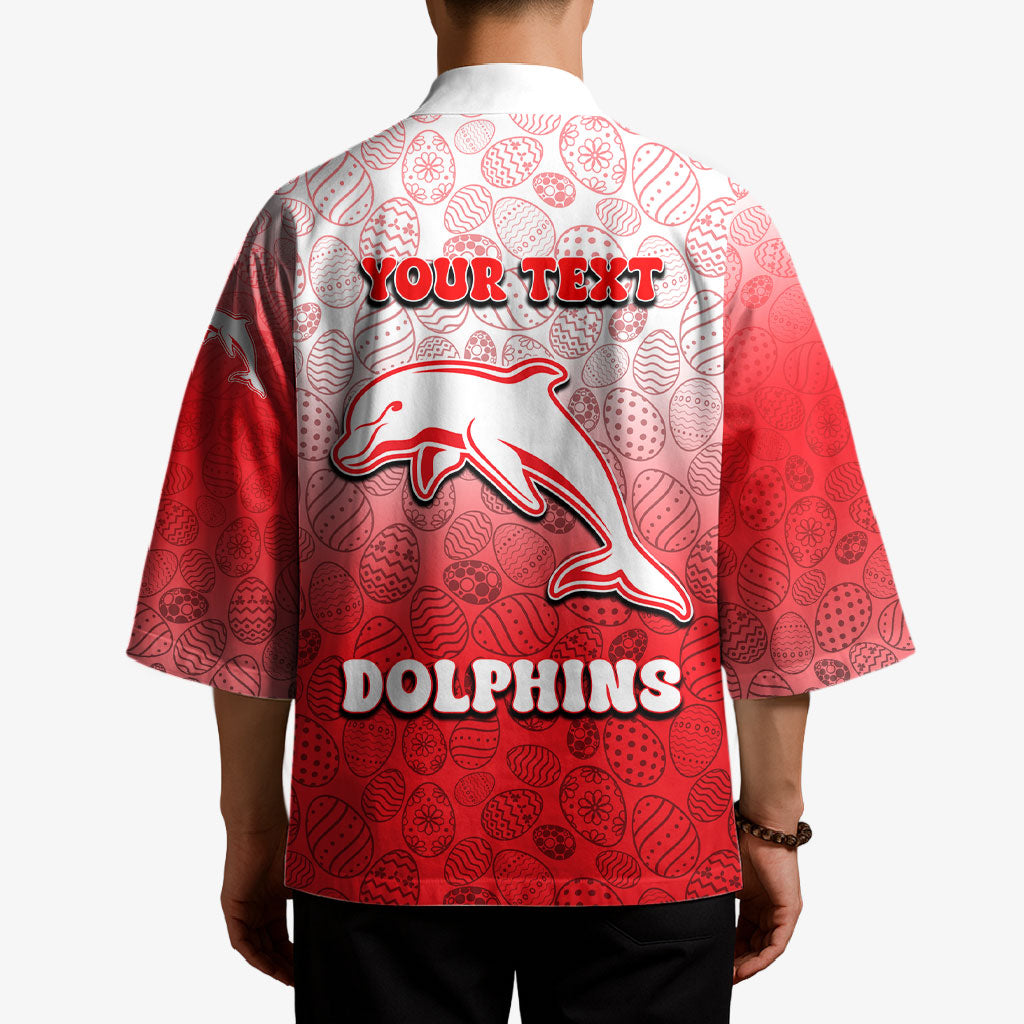 Personalized Dolphins Kimono Easter Mascot - Colorful Eggs Cartoon Style