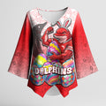 Personalized Dolphins Kimono Sleeve Blouse Easter Mascot - Colorful Eggs Cartoon Style