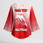Personalized Dolphins Kimono Sleeve Blouse Easter Mascot - Colorful Eggs Cartoon Style