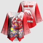 Personalized Dolphins Kimono Sleeve Blouse Easter Mascot - Colorful Eggs Cartoon Style