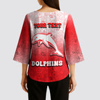 Personalized Dolphins Kimono Sleeve Blouse Easter Mascot - Colorful Eggs Cartoon Style