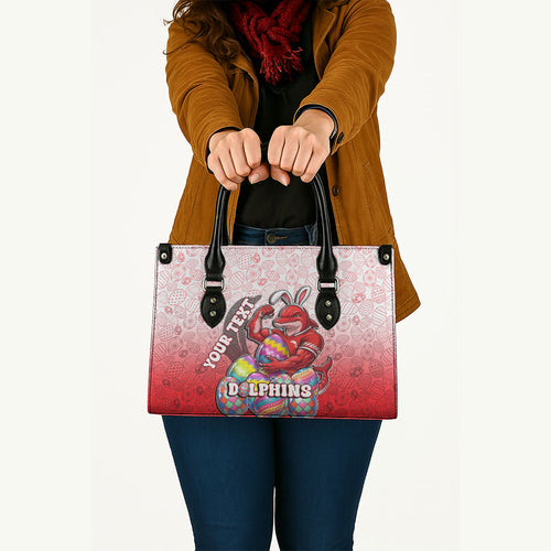 Personalized Dolphins Leather Bag Easter Mascot - Colorful Eggs Cartoon Style