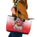 Personalized Dolphins Leather Tote Bag Easter Mascot - Colorful Eggs Cartoon Style