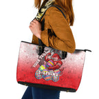 Personalized Dolphins Leather Tote Bag Easter Mascot - Colorful Eggs Cartoon Style