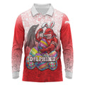 Personalized Dolphins Long Sleeve Polo Shirt Easter Mascot - Colorful Eggs Cartoon Style