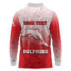 Personalized Dolphins Long Sleeve Polo Shirt Easter Mascot - Colorful Eggs Cartoon Style
