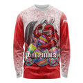 Personalized Dolphins Long Sleeve Shirt Easter Mascot - Colorful Eggs Cartoon Style