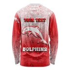 Personalized Dolphins Long Sleeve Shirt Easter Mascot - Colorful Eggs Cartoon Style