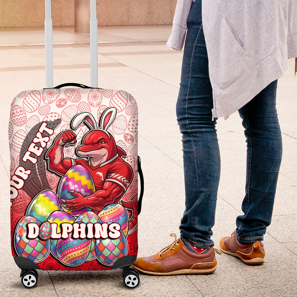 Personalized Dolphins Luggage Cover Easter Mascot - Colorful Eggs Cartoon Style