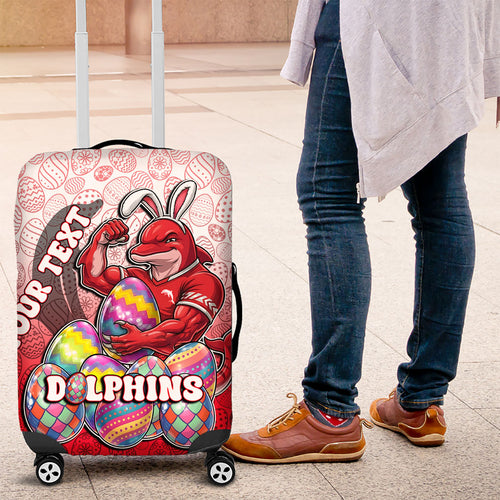 Personalized Dolphins Luggage Cover Easter Mascot - Colorful Eggs Cartoon Style