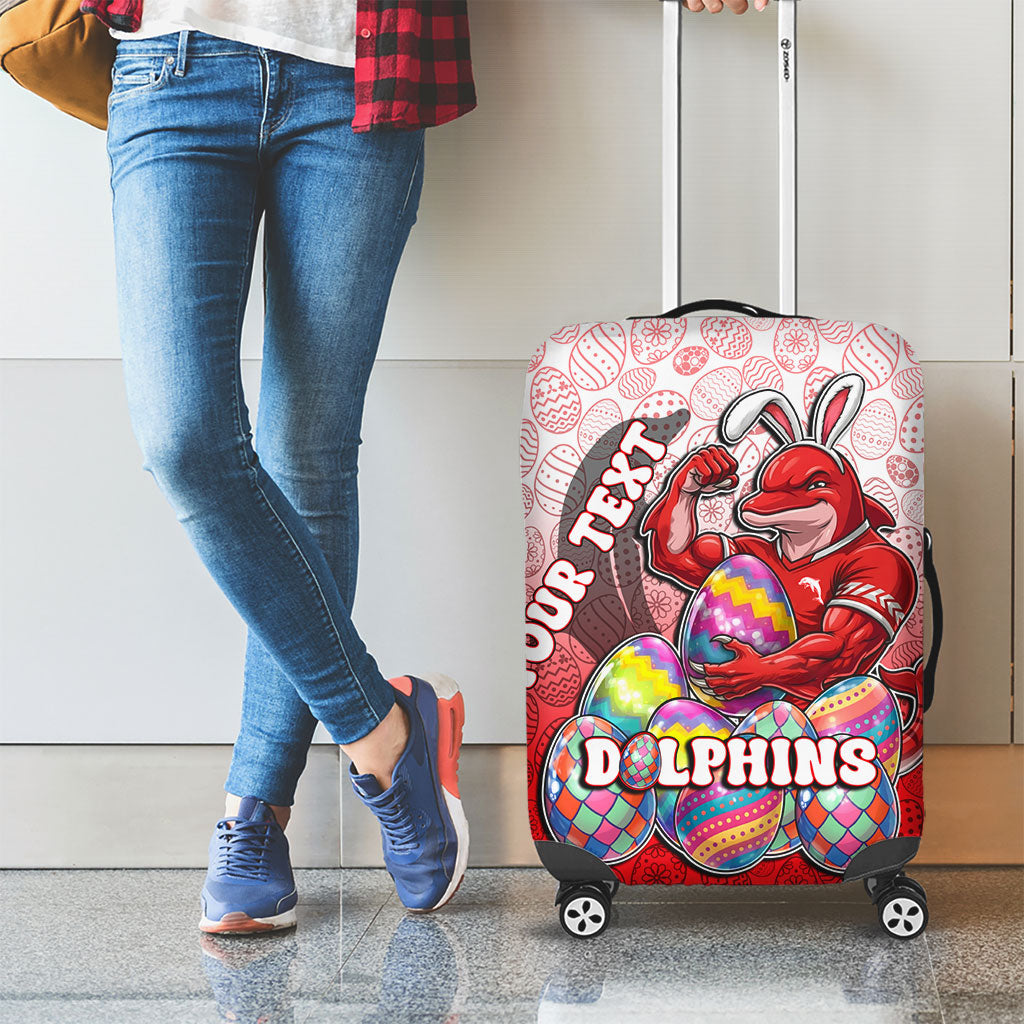 Personalized Dolphins Luggage Cover Easter Mascot - Colorful Eggs Cartoon Style
